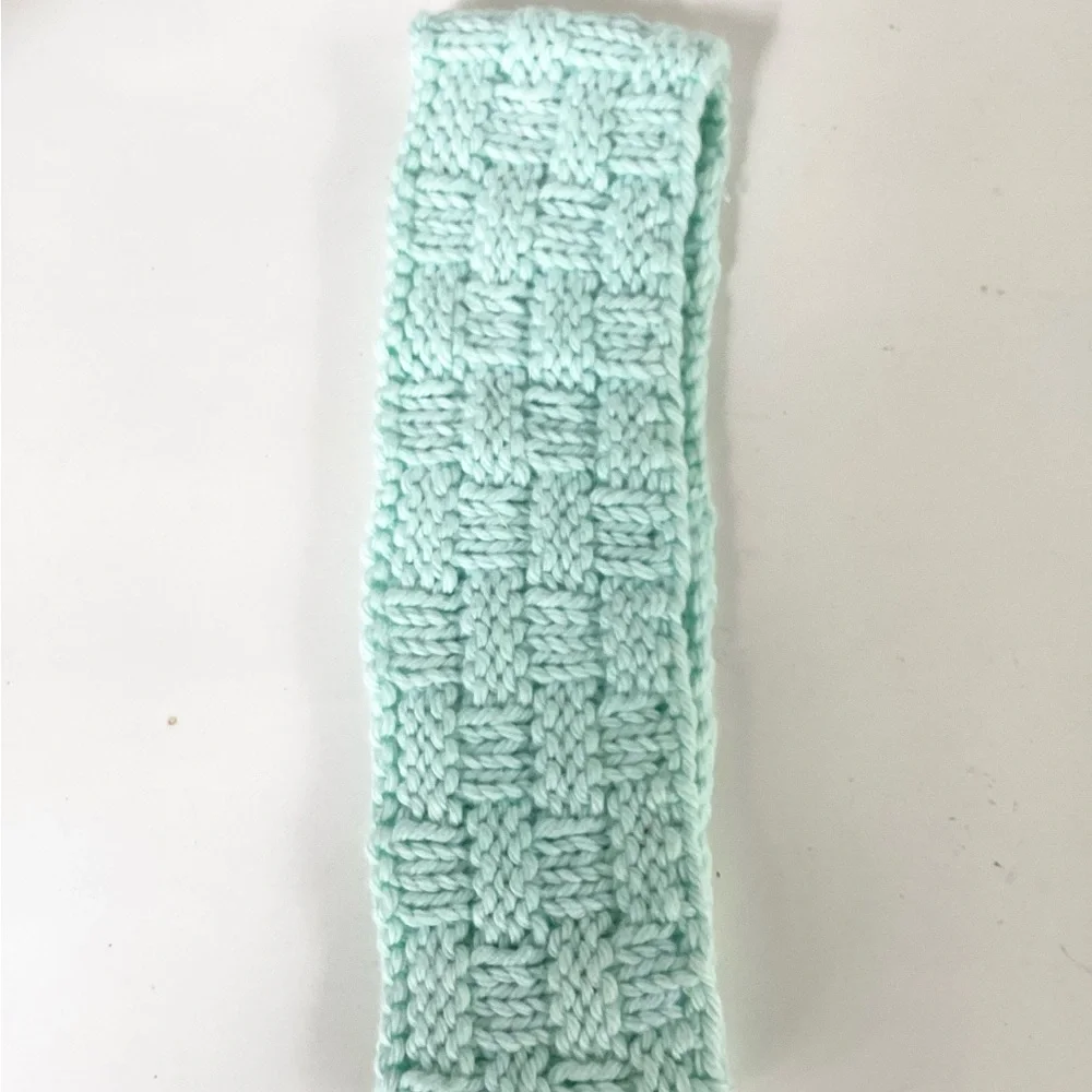 Skincare Washcloth Headband Spa Set Hand Crafted Teal Mint Green Knit Cotton
